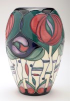Lot 1 - Moorcroft: 'Rose' pattern tapering vase,...