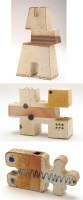 Lot 17 - Roger Bell: three jig-saw vessels and totem...