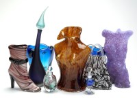 Lot 39 - Whitefriars: two tooth vases, in blue; Andrew...