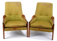 Lot 53 - A pair of mid 20th Century Danish teak-frame...
