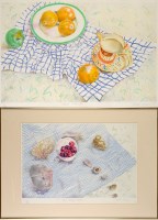 Lot 111 - Rachel Gibson ''BLUE STRIPED CLOTH'' signed...