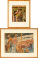 Lot 121 - Felix Gluck UNDERGROUND TRAIN INTERIOR SCENE,...