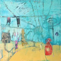 Lot 230 - Zoe Hyde ''INTO THE BLUE'' inscribed verso oil...