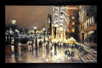 Lot 279 - Csilla Orban CITY AT NIGHT signed oil on...