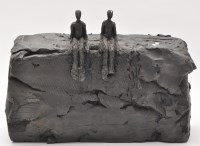 Lot 1055 - Carol Peace: a black glaze pottery sculpture...