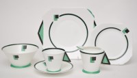 Lot 1075 - Shelley: 'Vogue' green block pattern Art Deco...