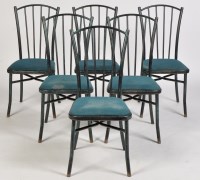 Lot 1141 - Poplar, Leeds: a set of six green painted...