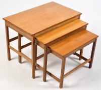 Lot 1177 - A nest of three teak rectangular occasional...