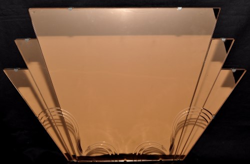 Lot 1211 - An Art Deco rose tinted wall mirror, 76 x...