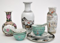Lot 55 - Chinese Famille Verte vase, decorated with...