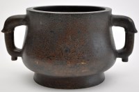 Lot 65 - Chinese bronze censer, of slight baluster form,...