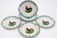 Lot 107 - Set of six Wemyss black cockerel plates, each...