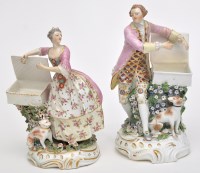 Lot 120 - Two Derby salt figures, each in 18th Century...