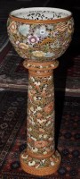Lot 150 - Zsolnay Pecs pierced jardiniere on associated...