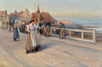 Lot 230 - Robert Jobling (1841-1923) ''Summer evening at...