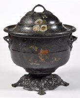 Lot 305 - A 19th Century Tole painted covered coal box,...