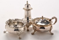Lot 411 - An Elizabeth II three-piece condiment set, by...