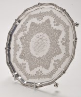 Lot 469 - A Victorian silver salver, by Thomas Bradbury...