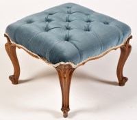 Lot 960 - A Victorian walnut stool, the seat covered in...