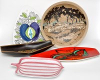 Lot 120 - Syl Macro Pottery: a stoneware dish depicting...