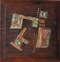 Lot 181 - Artist Unknown: copper construction on stained...