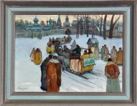 Lot 242 - 20th Century Russian School A winter scene...
