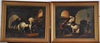 Lot 266 - Flemish School Stable interiors with horsemen...