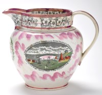Lot 383 - Lustreware coloured printed pearlware jug of...