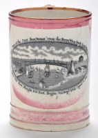Lot 389 - Lustreware printed pearlware frog mug of...