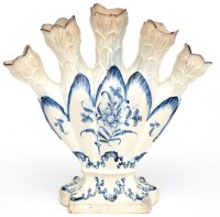 Lot 412 - Creamware quintal flower vase, painted with...