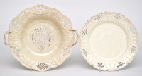 Lot 413 - Leeds Creamware shallow basket, pierced rim...