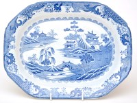 Lot 448 - Printed blue and white octagonal shaped...