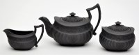 Lot 449 - Wedgwood three-piece black basalt bachelor's...
