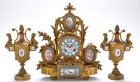Lot 1294 - A late 19th Century gilt bronze three-piece...