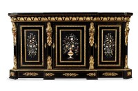 Lot 1359 - A Napoleon III ebonised breakfront credenza,...