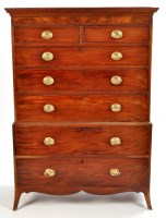 Lot 1391 - A George III mahogany chest-on-chest, the...