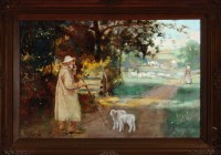 Lot 218 - J*** Lockhart (19th Century) ''SURREY PASTORAL'...