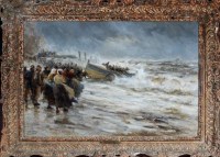 Lot 238 - Robert Jobling (1841-1923) FISHERFOLK ON A...