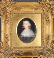 Lot 314 - A hand painted French oval porcelain plaque,...