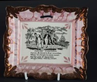 Lot 393 - Dixon & Co, Sunderland: a pink lustre plaque ''...