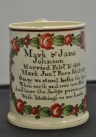 Lot 411 - A creamware tankard, probably North Eastern,...