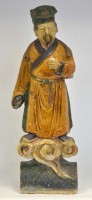 Lot 450 - A Sancai roof tile, modelled as Cao Guojiu,...