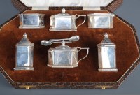 Lot 572 - A George V six-piece condiment set, by Walker...