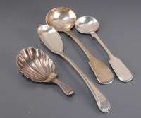 Lot 603 - A George V caddy spoon, London 1913; a George...