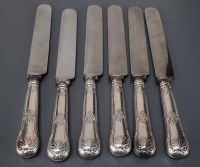 Lot 611 - Six George IV silver handled dessert knives,...