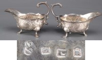Lot 624 - A pair of George II sauce boats, by George...