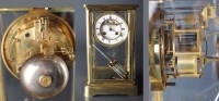 Lot 1292 - A French brass four glass mantel clock, c....