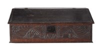 Lot 1335 - A late 17th Century rectangular oak bible box,...