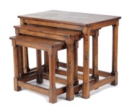 Lot 1438 - A Mouseman nest of three graduated oak...