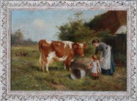 Lot 157 - Claude Cardon (fl.1892-1920) ''MILKING TIME''...